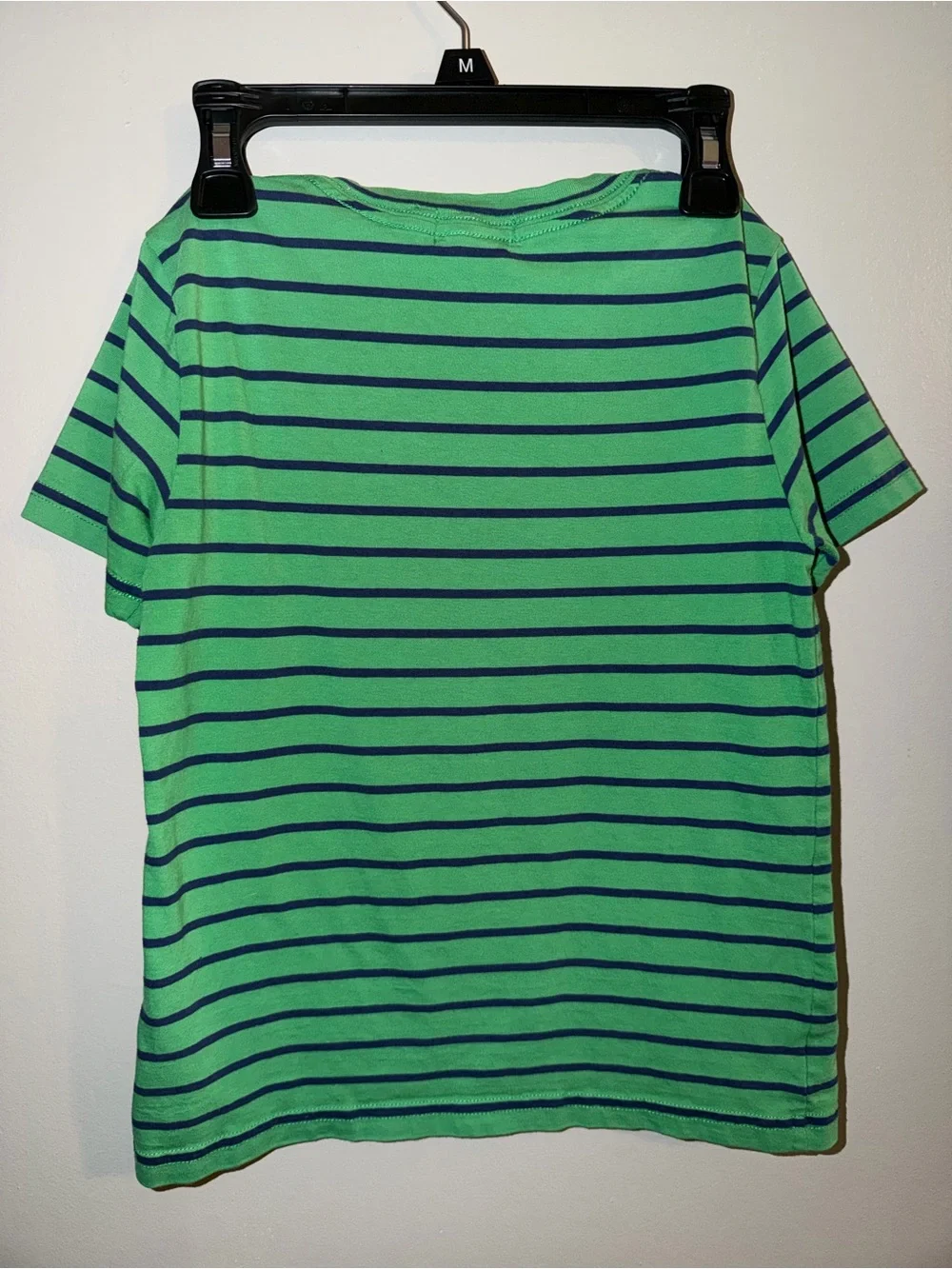 Ralph Lauren Green & Navy Striped V-Neck Pocket Tee - Kids